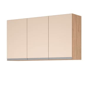 Armario Aereo 3 Portas Milla Amendoa Off White Puxador Aluminio