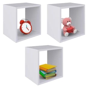 Kit 3 Nichos Decorativo De Parede Quadrado Branco