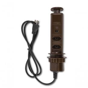 2 Torres De Tomada Multiplug 2 Tomadas 20a + 2 Usb Rápido - Marrom