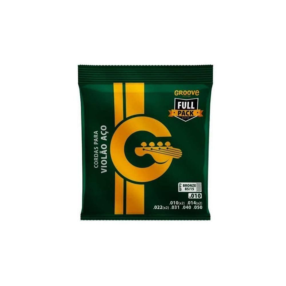 Jogo De Cordas P-violão Bronze 85-15 Groove 0.010&quot;-0.050&quot; Gfp3 [f108]