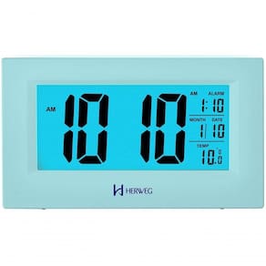 Relógio Despertador Digital Luz Noturna Preto Herweg 2972 Prata