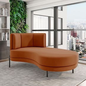 Sofá Chaise Lado Direito Downey Sala De Estar Veludo Terracota G15 - Gran Belo
