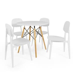 Conjunto Mesa De Jantar Redonda Eiffel Branca 90cm Com 4 Cadeiras Itália - Branco