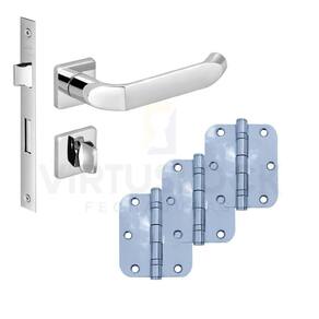 Kit Fechadura Banheiro Tera Imab + 3 Dobradiças C/red De Inox 3 X 2 ½
