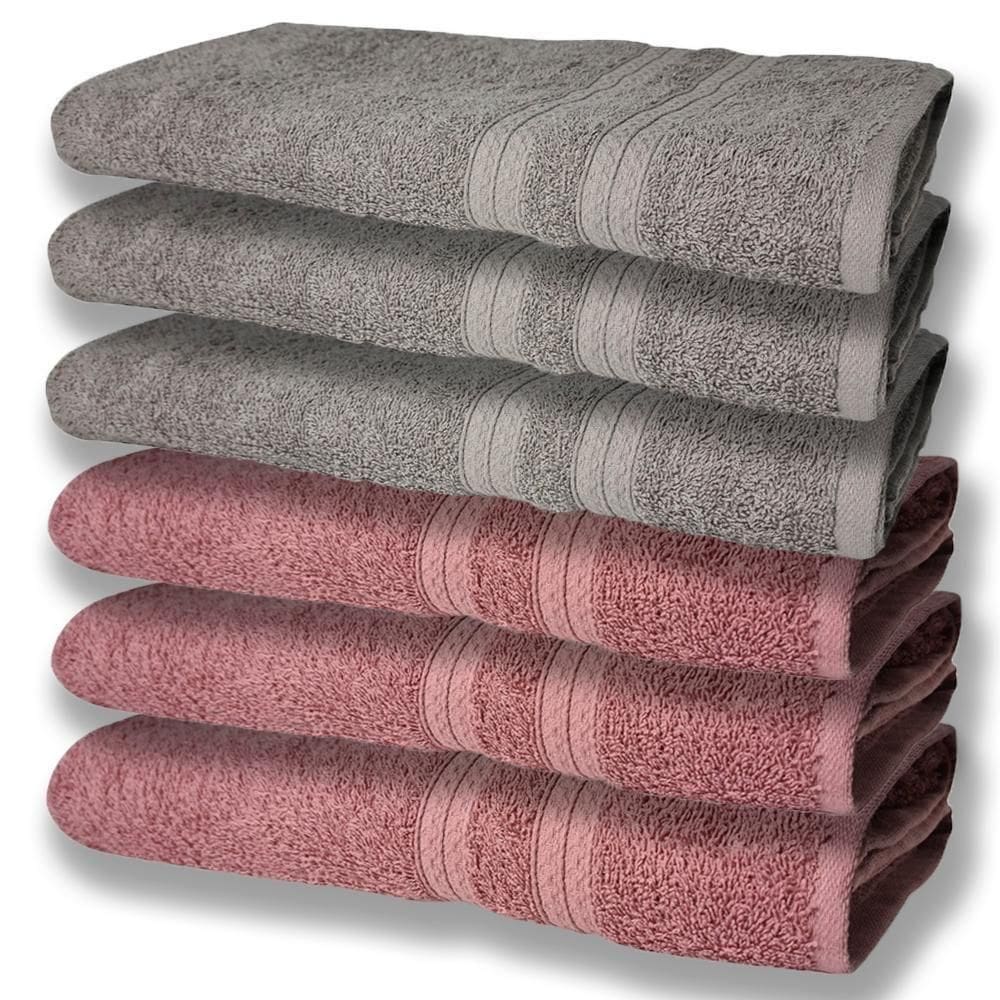 6 Toalhas Grande Super Felpudas E Grossa Algodão 80x150 Itália Soft Beka - Cinza/rosê Cinza/rosê