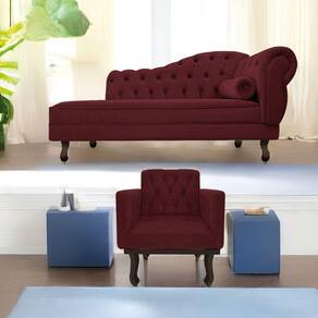 Kit Diva Recamier Diana 160cm Lado Esquerdo e 01 Poltrona Classic Suede Bordô
