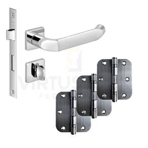 Kit Fechadura Banheiro Tera Imab + 3 Dobradiças C/red De Inox 3 X 2 ½