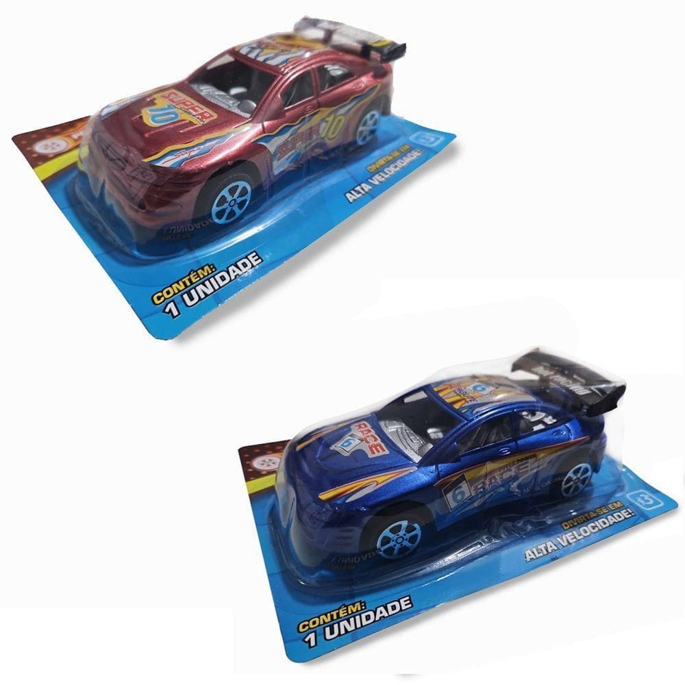 Kit 2 Carrinhos Fricção Race Infatil Carro Corrida Possantes Misto