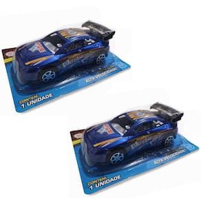 Kit 2 Carrinhos Fricção Race Infatil Carro Corrida Possantes Azul