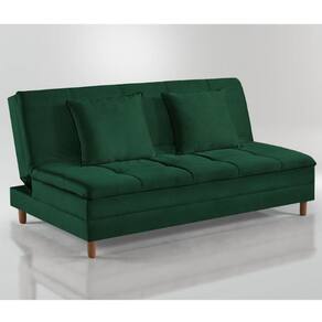 Sofá Cama Vegas 185cm Pé De Madeira Talento Móveis Verde