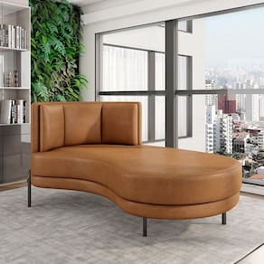 Sofá Chaise Lado Direito Downey Sala De Estar Pu Whisky G15 - Gran Belo