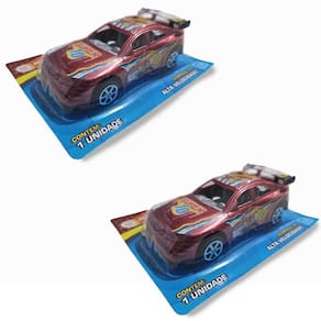 Kit 2 Carrinhos Fricção Race Infatil Carro Corrida Possantes Vinho