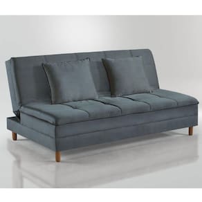 Sofá Cama Vegas 185cm Pé De Madeira Talento Móveis Grafite