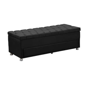 Calçadeira Sapateira Baú Munique 195cm Veludo Star Confort Preto Veludo