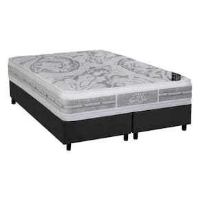 Cama Box King: Colchão Molas Ensacadas Castor Super Luxo Látex Plush Face+Base Gray(193X203)