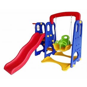 Playground Infantil 3x1 Crianças Com Escorregador E Balanço Azul-vermelho-amarelo G31 - Gran Belo