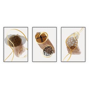 Kit Com 3 Quadros Decorativos Abstratos Com Moldura Para Sala Quarto Escritório 67x922 Abstrato 005