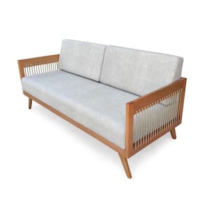 Sofá 2 Lugares Saibi Ozki 150Cm Poliéster Cinza Madeira Eucalipto Cedro Corda Náutica Plana Poliéste