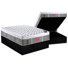 Cama Box Baú Casal: Colchão Molas Ensacadas Castor Plush+Base Black(138X188)