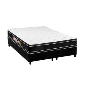 Cama Box Queen: Colchão Espuma D33 Castor Black E White Double Face + Base Crc Suede Black(158X198)