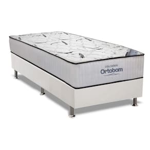 Cama Box Solteiro: Colchão Espuma Ortobom D45 High Foam + Base Crc Courano White(88X188)