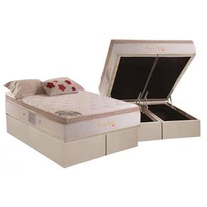 Cama Box Baú Queen: Colchão Molas Herval Ensacadas Pallace Bambu + Base Bege(158X198)