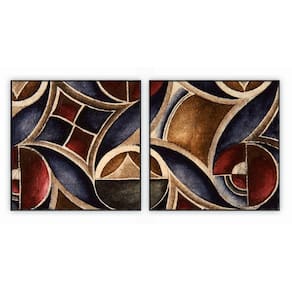 Kit Com 2 Quadros Decorativos Abstratos Com Moldura Para Sala Quarto Escritório 52x52 Abstrato 011
