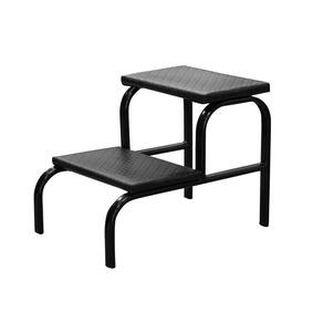 Escadinha Multiuso 2 Degraus Para Obeso Piso Em Mdf Com Emborrachado AntiderrapantePreta Combo Stock