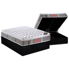 Cama Box Baú King: Colchão Molas Ensacadas Castor One Face+Base Black(193X203)