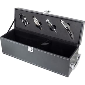 Malbec Estojo Vinho 12X35X11Cm Sintético Preto 5Pç Com Acessórios