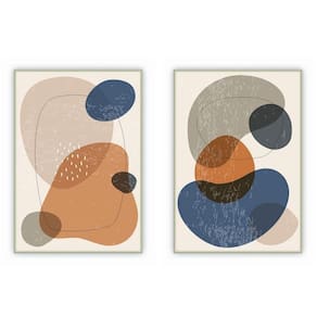 Kit Com 2 Quadros Decorativos Abstratos Com Moldura Para Sala Quarto Escritório 42x62 Abstrato 009