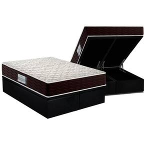 Cama Box Baú King: Colchão Espuma D33 Probel Prodormir Advanced + Base Crc Suede Black(193X203)