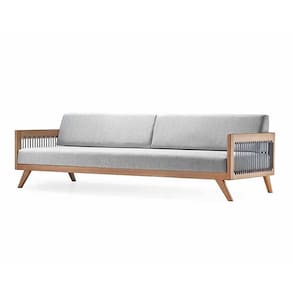 Sofá 4 Lugares Saibi Ozki 240Cm Poliéster Cinza Madeira Eucalipto Cedro Corda Náutica Plana Duna