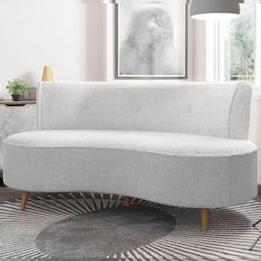 Sofá Living 2 Lugares 135cm Aang Pés Palito Bouclê Off White G33 - Gran Belo