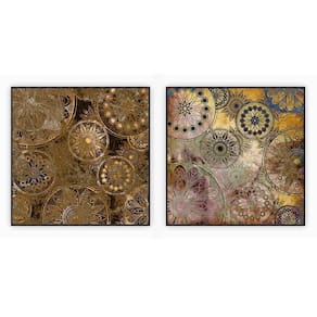 Kit Com 2 Quadros Decorativos Abstratos Com Moldura Para Sala Quarto Escritório 82x82 Abstrato 015