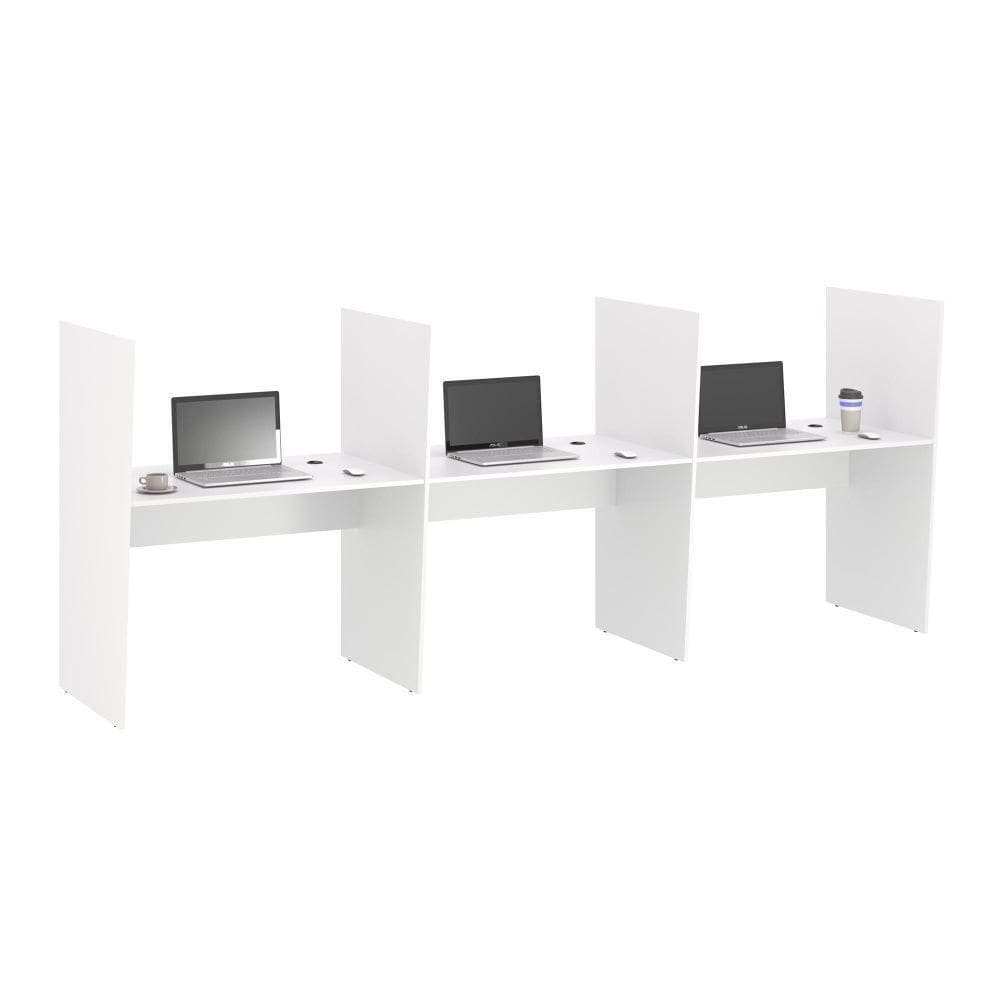 Mesa De Atendimento 3 Lugar Iron Branco