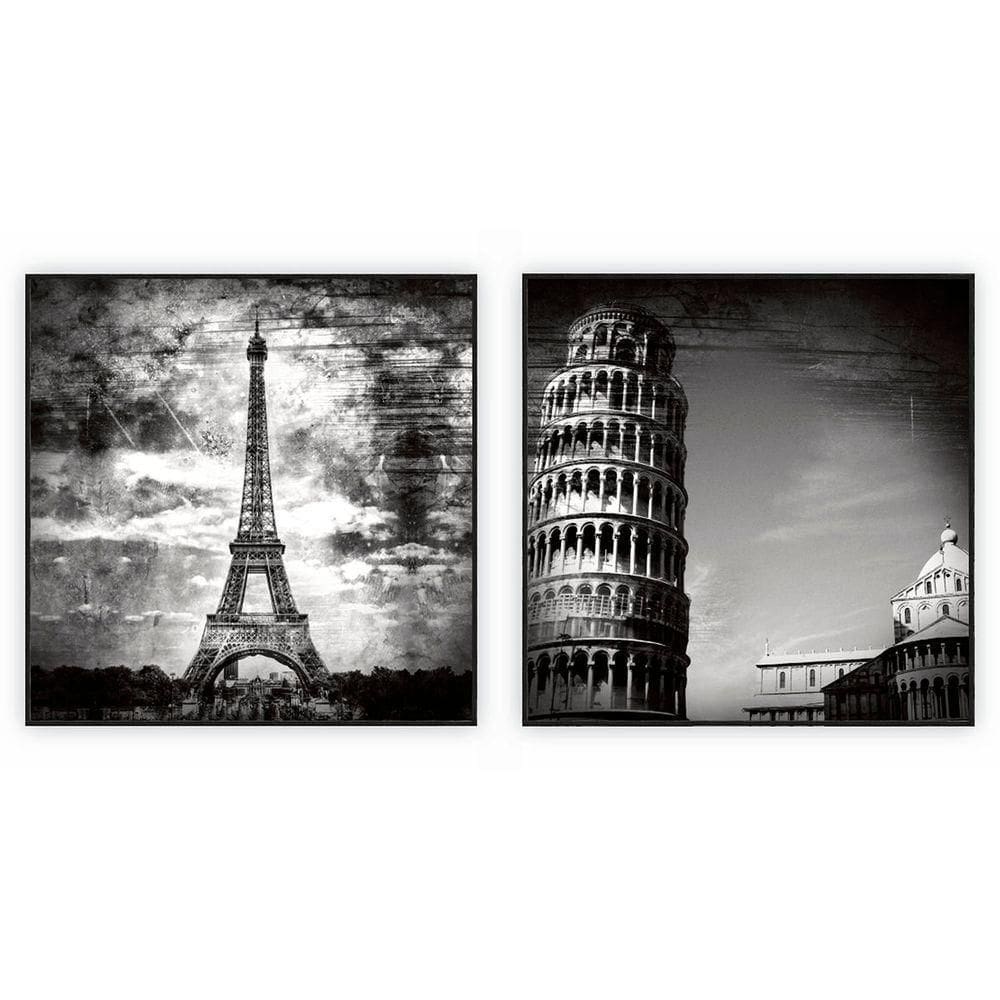 Kit Com 2 Quadros Decorativos Cidades Com Moldura Para Sala Quarto Escritório 42x42 Cidades 005