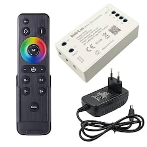 Controlador Wifi Iluminação Com Controle Remoto E Fonte Para Led Rgb Conexão Com Tuya Smart