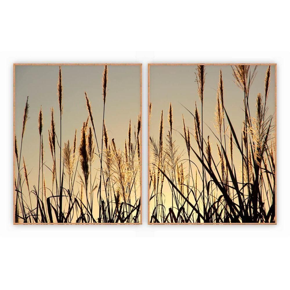 Kit Com 2 Quadros Decorativos Florais Com Moldura Para Sala Quarto Escritório 82x1022 Floral 014