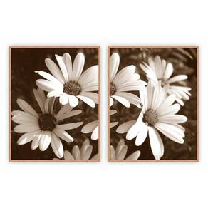 Kit Com 2 Quadros Decorativos Florais Com Moldura Para Sala Quarto Escritório 72x92 Floral 011
