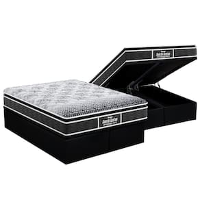 Cama Box Baú King: Colchão Probel D28 / Ep Guarda Costas Plus Pillow Top + Base Black(193X203)