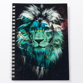 Caderno Leão Holográfico Universitário Capa Dura 1 Matéria 100 Fls Cor Leão Holográfico