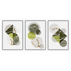 Kit Com 3 Quadros Decorativos Abstratos Com Moldura Para Sala Quarto Escritório 52x722 Abstrato 006