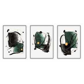 Kit Com 3 Quadros Decorativos Abstratos Com Moldura Para Sala Quarto Escritório 72x1022 Abstrato 002
