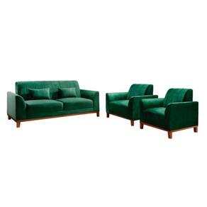 Conjunto Namoradeira E Poltronas Versace Via Encanto Veludo Verde