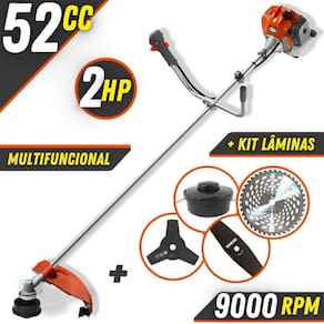 Roçadeira Tekna Rl520ac 52cc + Lâminas 2 Pontas E 40 Dentes