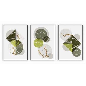 Kit Com 3 Quadros Decorativos Abstratos Com Moldura Para Sala Quarto Escritório 72x102 Abstrato 006