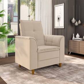 Poltrona Para Sala Confortável Decorativa Laura Suede Bege