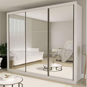 Guarda Roupa Casal Ravena Com 9 Espelho 3 Portas Minastex Branco