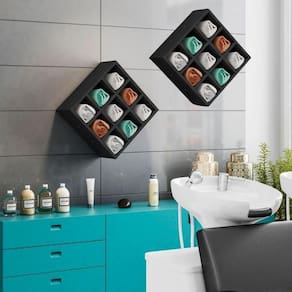 Kit 2 Nicho Decorativo Porta Toalha 9 Nichos Multiuso Destak Preto